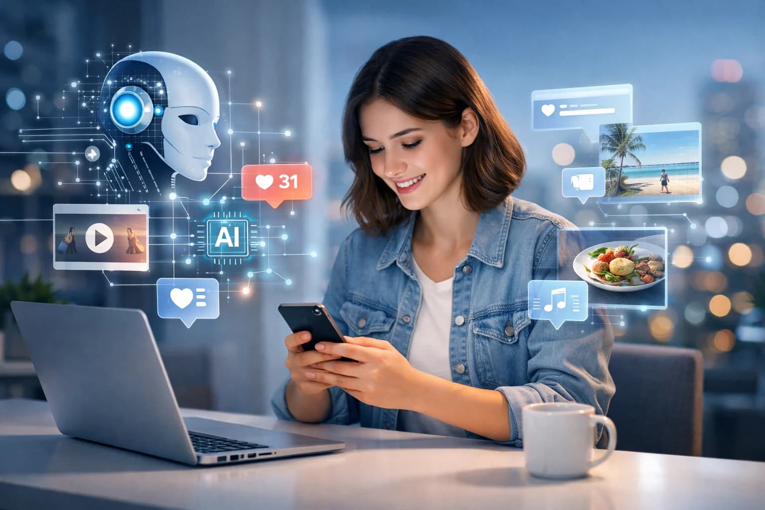 Professional visualization of leveraging ai for personalized concepts with modern design elements and business context