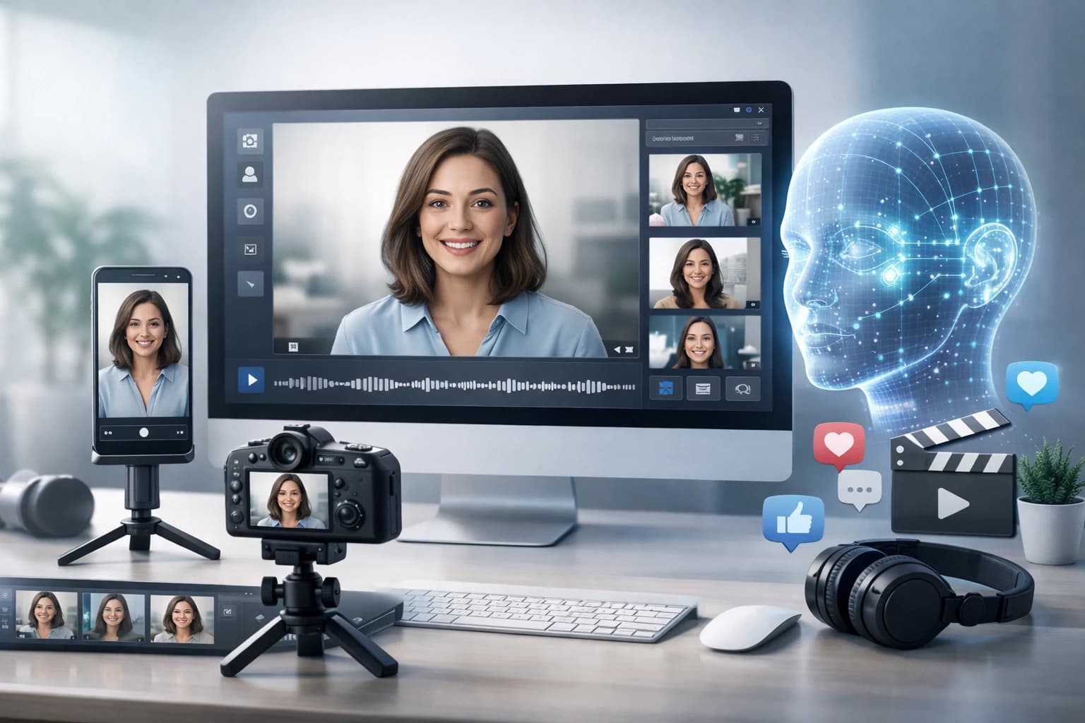 Professional visualization of generating professional video testimonials concepts with modern design elements and business context