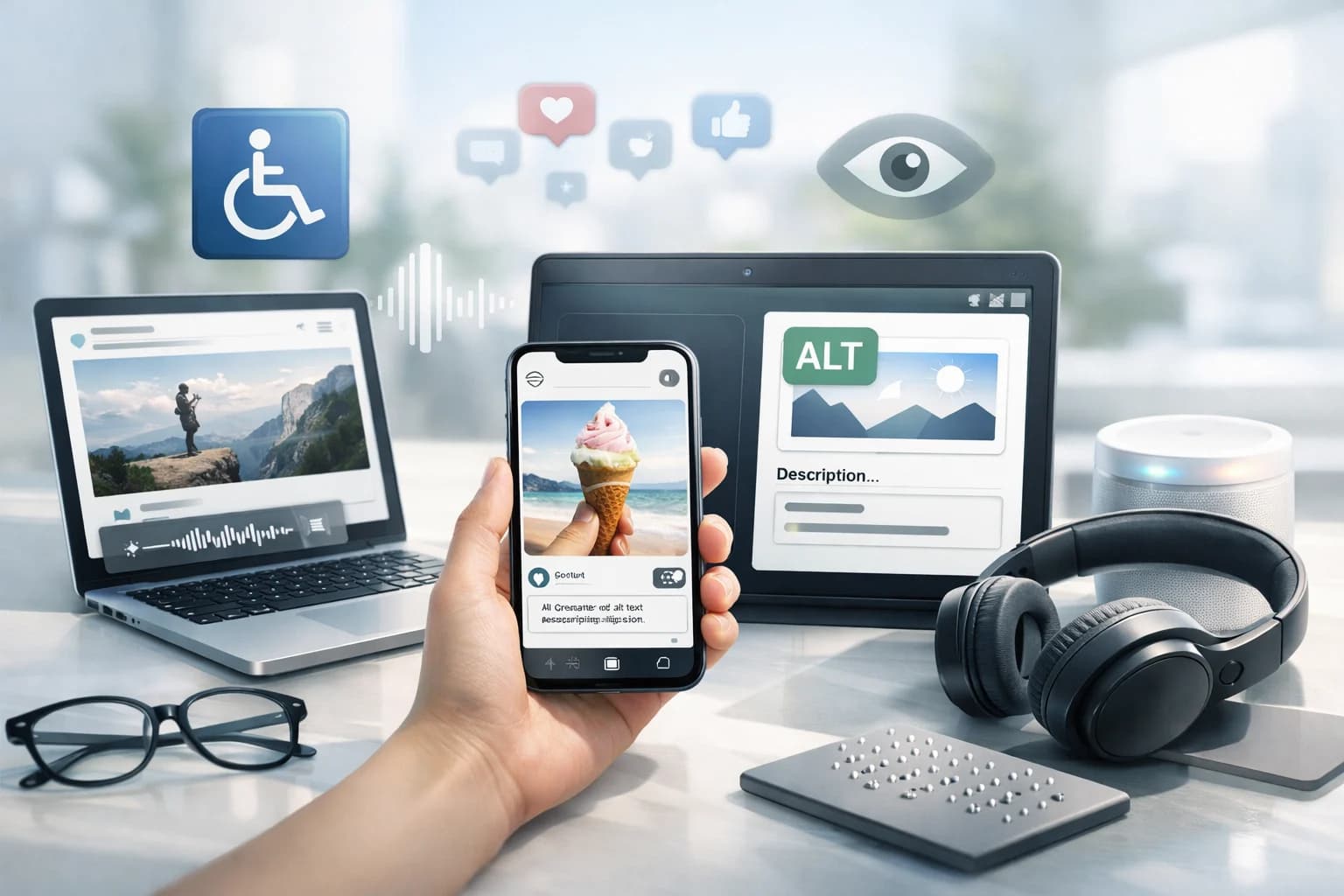 Professional visualization of Creating accessible social media concepts with modern design elements and business context