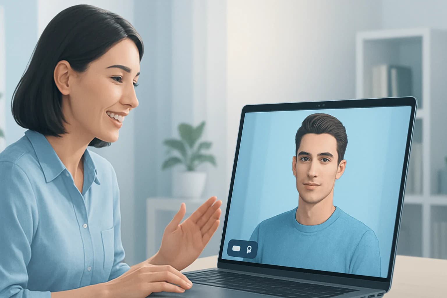AI avatars engaging with clients in a virtual coaching session, showcasing benefits of using AI avatars for online coaching businesses.
