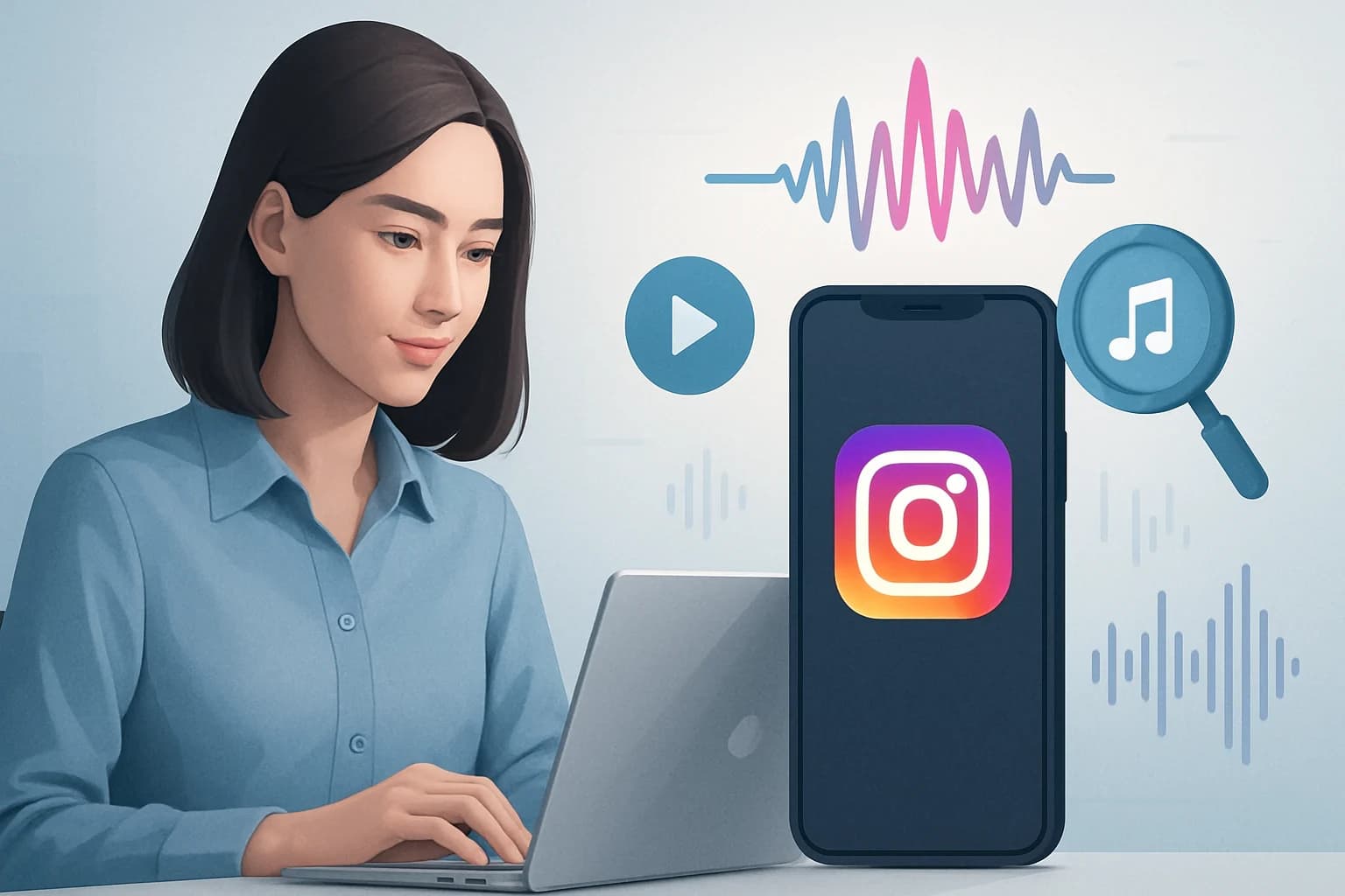 Colorful waveform graphic representing audio trends, highlighting using AI to find trending audio for Instagram Reels.