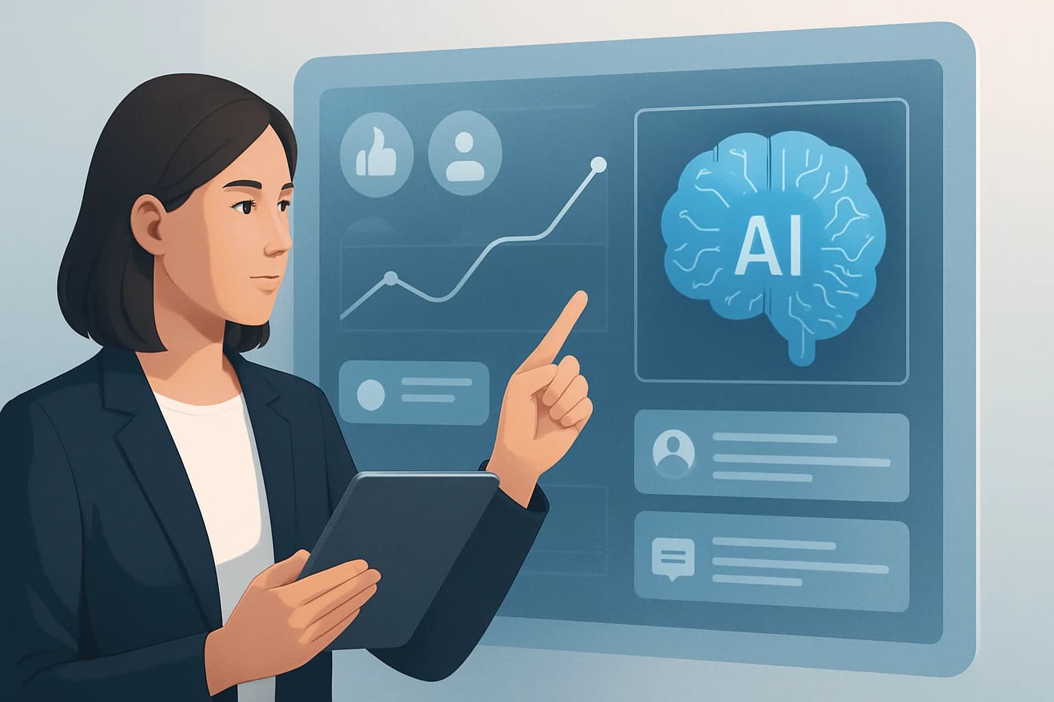 Colorful infographic illustrating understanding the impact of AI on social media content quality.