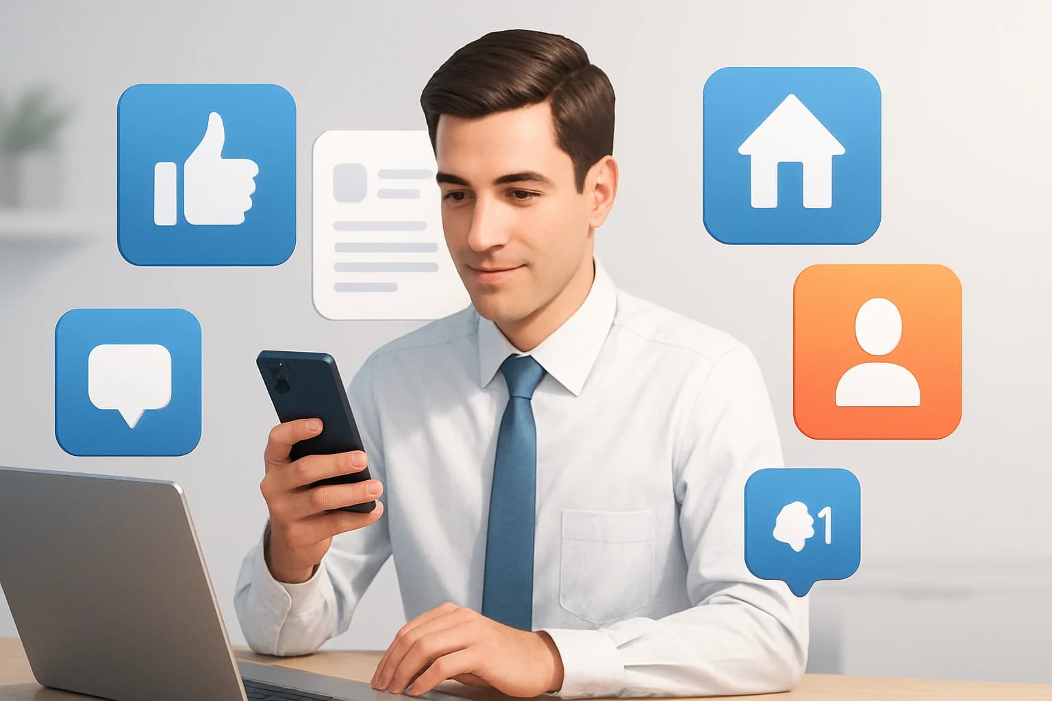 Colorful infographic outlining a social media content strategy for real estate agents' success.