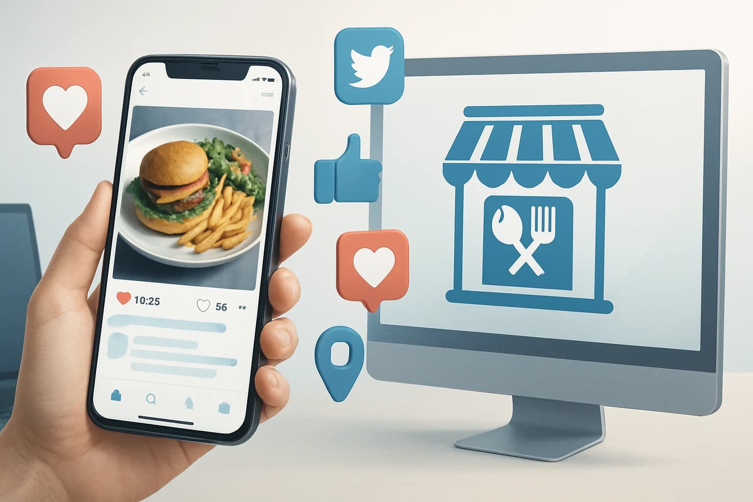 Colorful infographic highlighting strategies in the social media marketing for local restaurants guide.