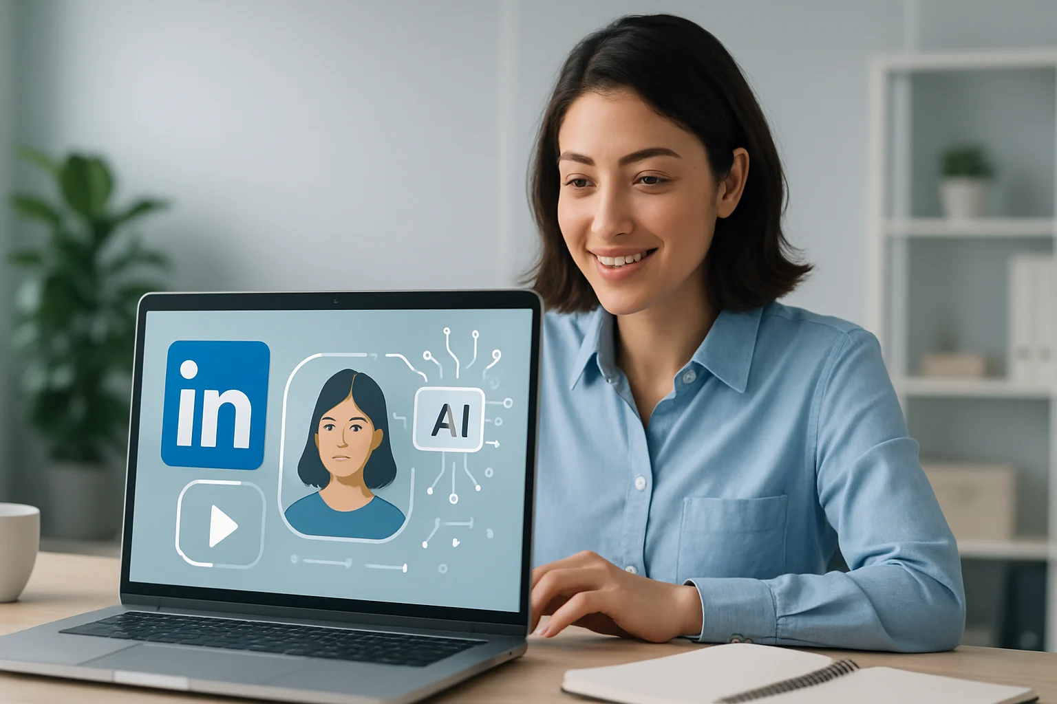 Colorful infographic outlining a beginner's guide to creating engaging LinkedIn video content with AI.