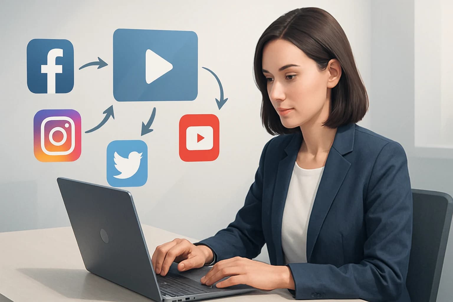 Colorful infographic illustrating how to effectively repurpose video content across multiple social media platforms.