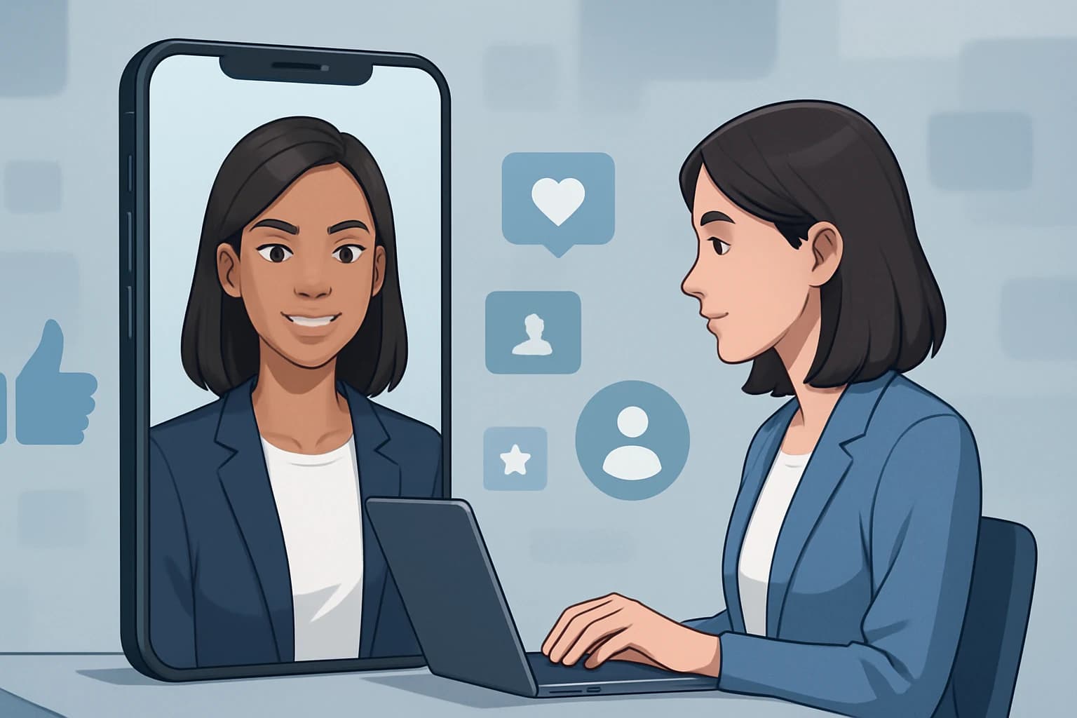 Colorful AI avatars representing diverse brands engaging users on social media platforms.