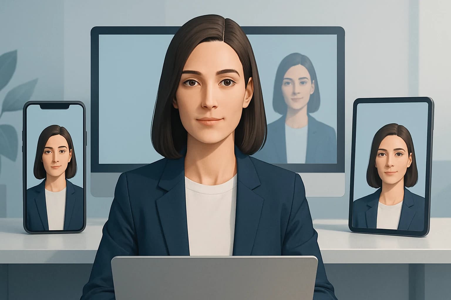 Colorful AI avatars representing diverse brands collaborating for consistent storytelling across platforms.