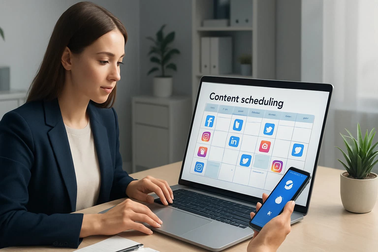 Calendar and clock icons illustrating best practices for efficient social media content scheduling.