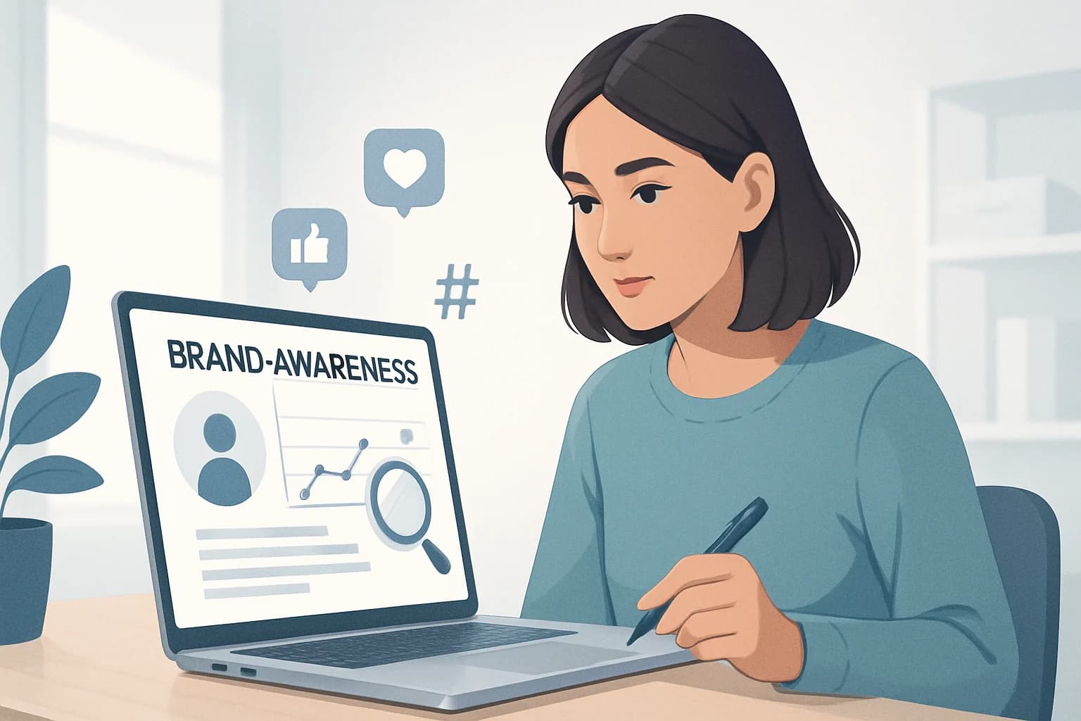 Colorful infographic illustrating strategies on how to measure brand awareness on social media.