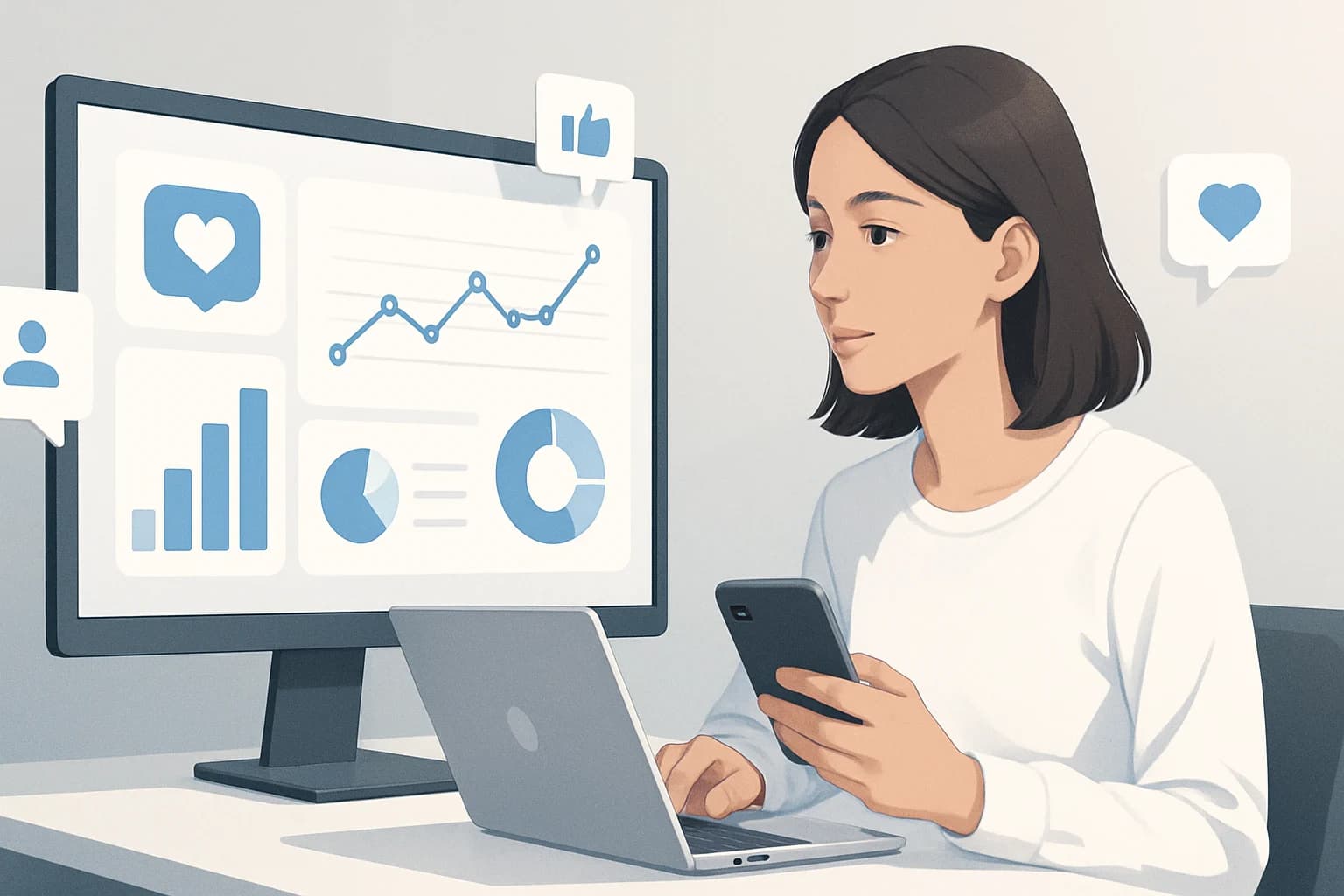 Colorful charts and graphs illustrating key metrics for understanding social media analytics for beginners.