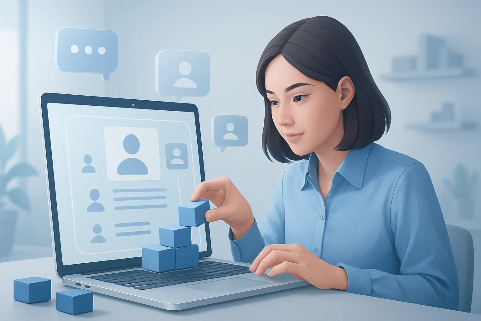 Colorful infographic illustrating steps to build an online community from scratch.