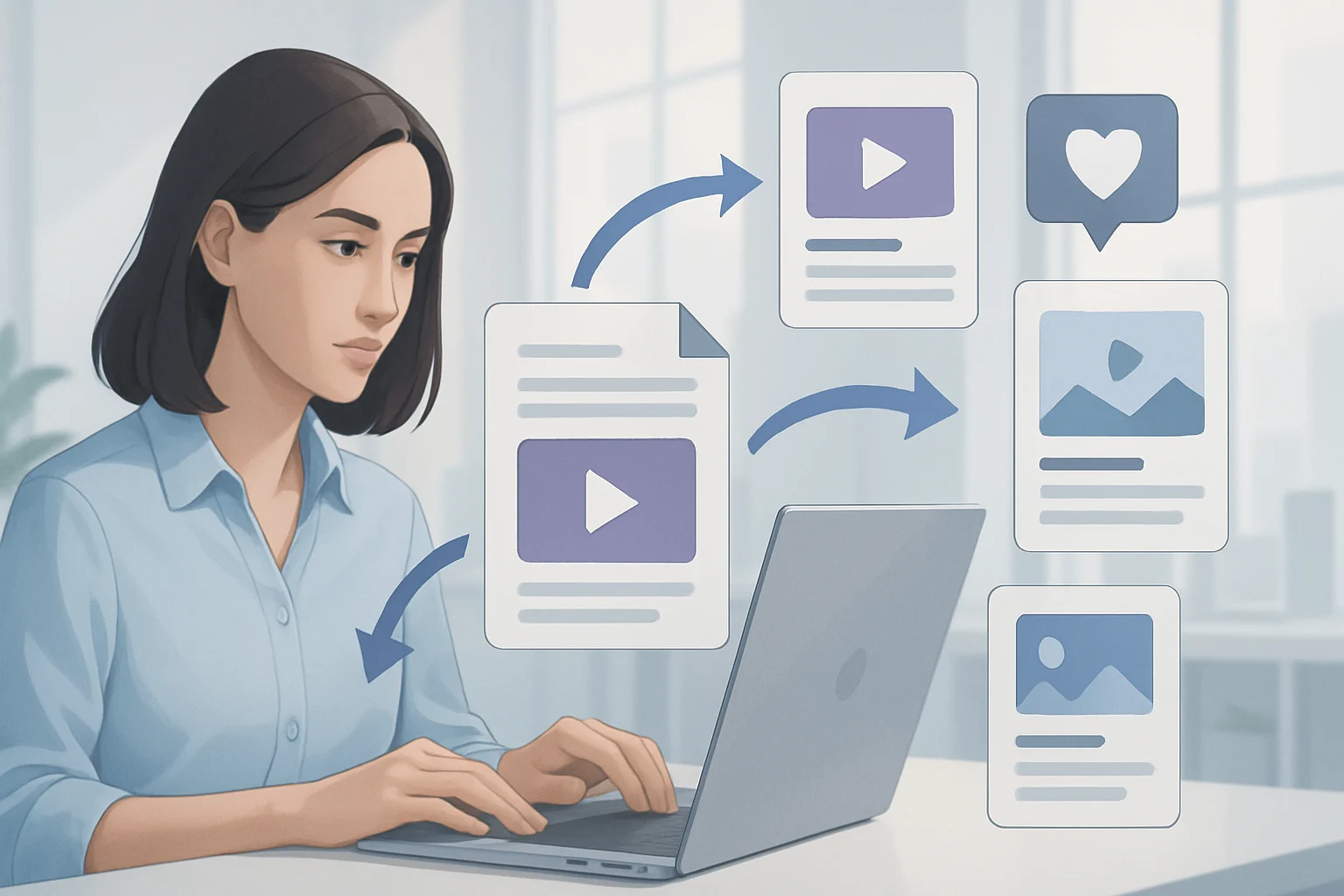 Colorful infographic outlining effective ways to repurpose content for social media engagement strategies.