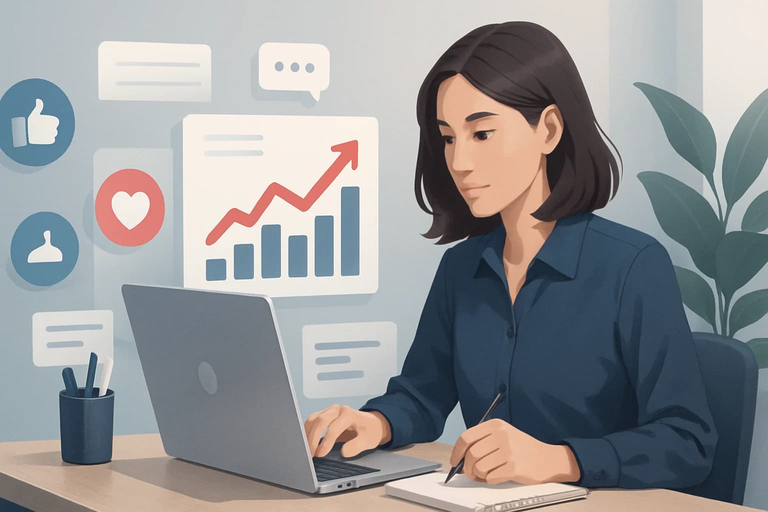 Colorful infographic illustrating how to analyze social media trends for content creation strategies.