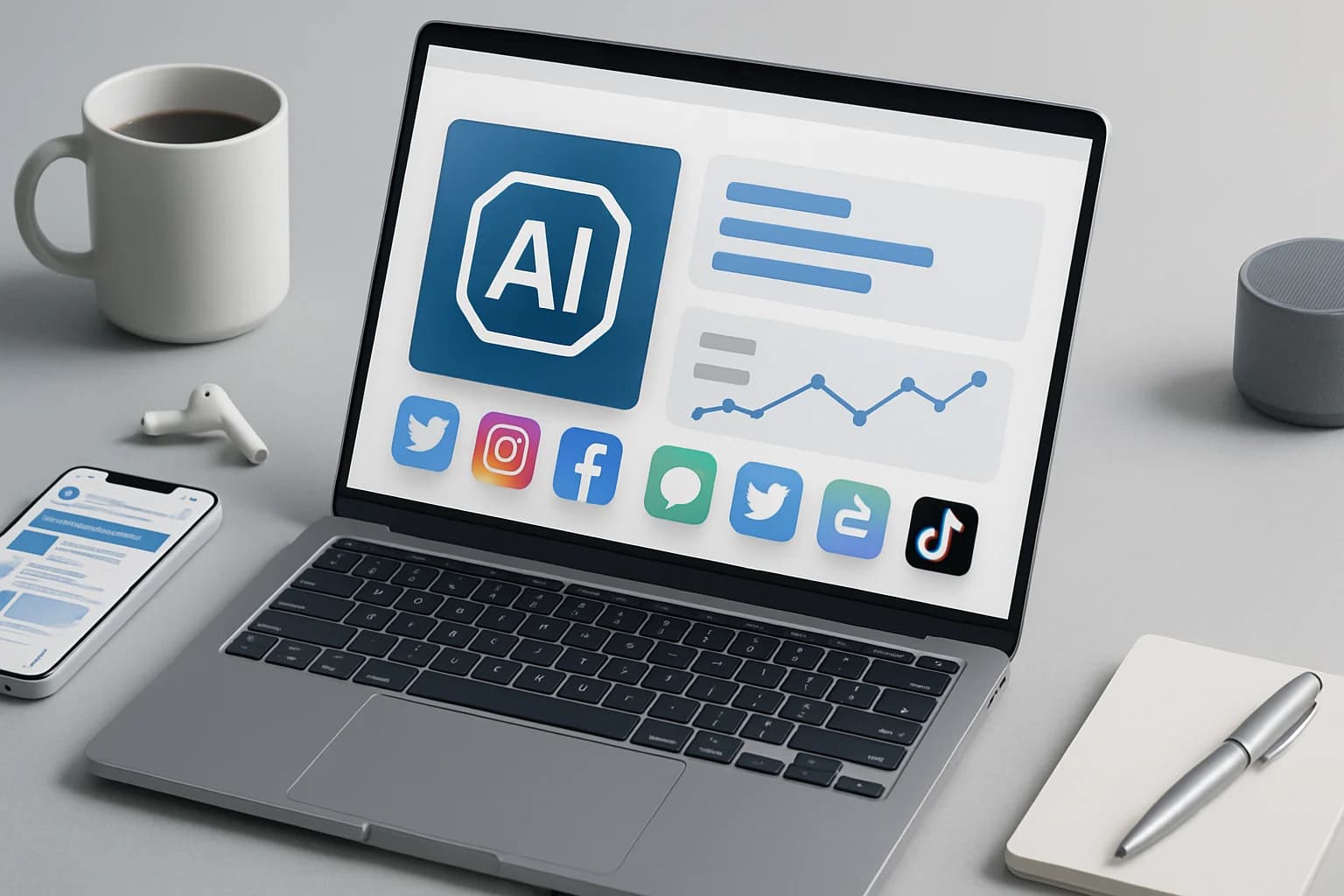 Colorful collage of logos representing the best free AI tools for social media management.