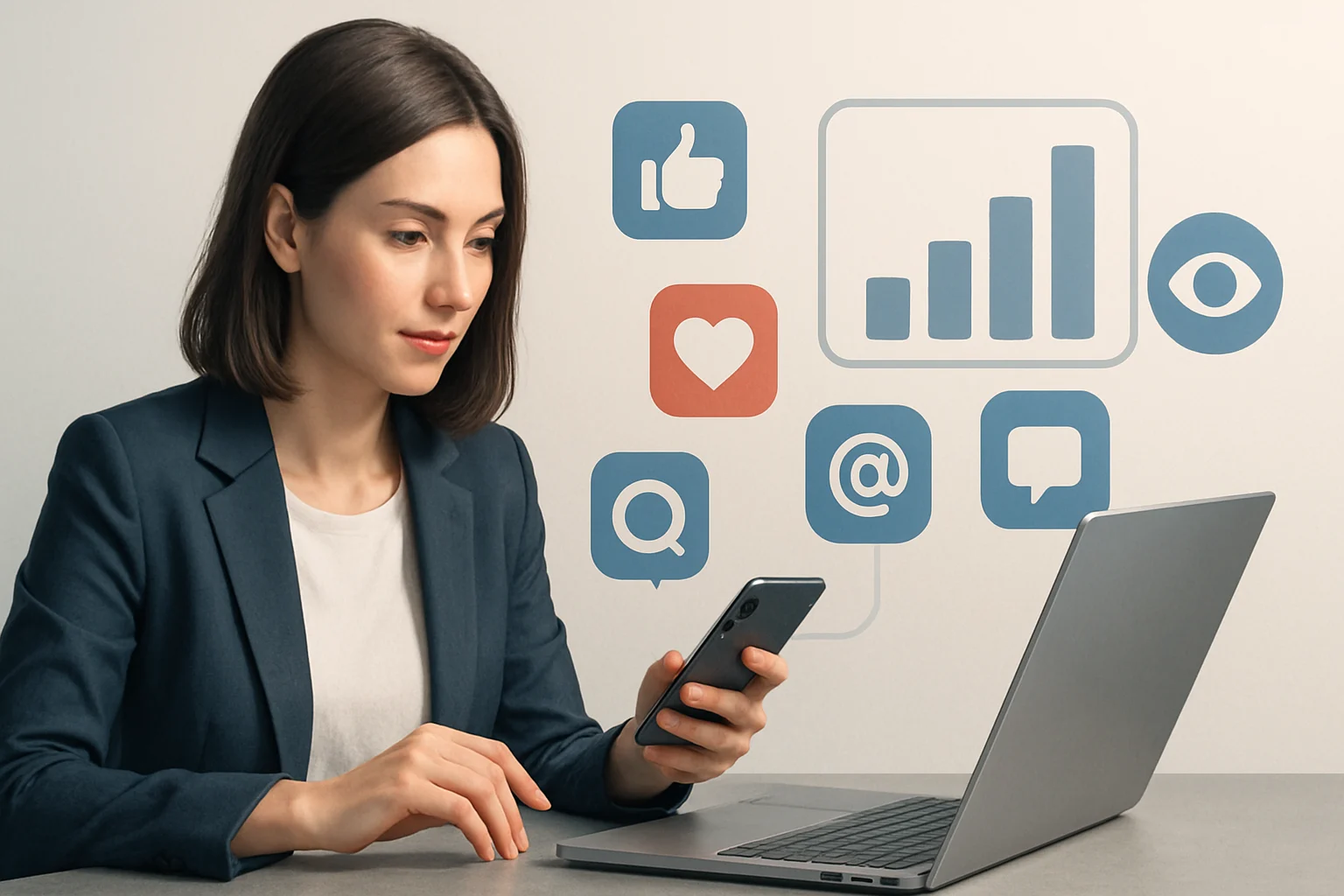 Colorful infographic illustrating strategies on how to improve brand visibility through social media.