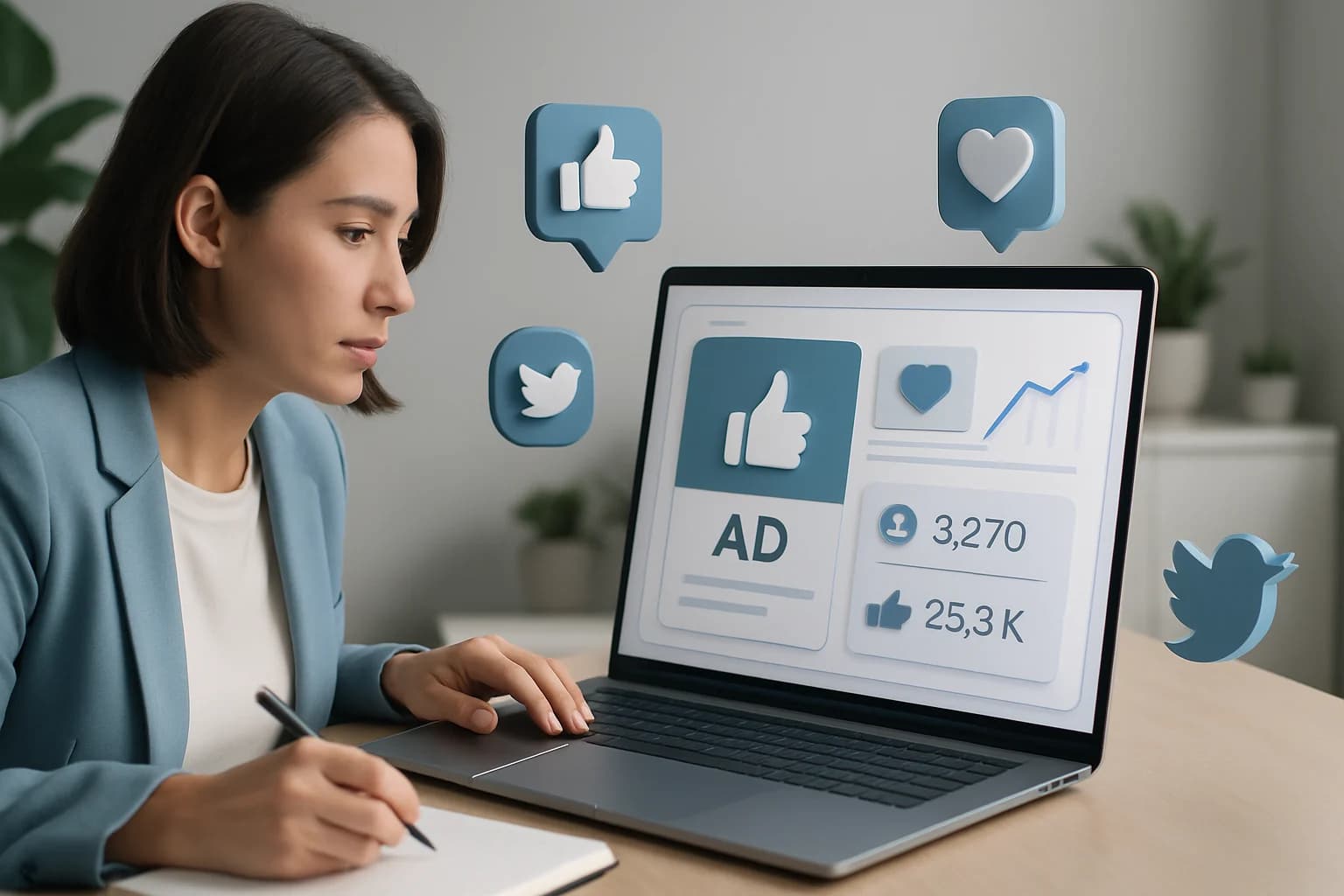 Colorful infographic outlining strategies for creating effective social media ad campaigns and targeting audiences.