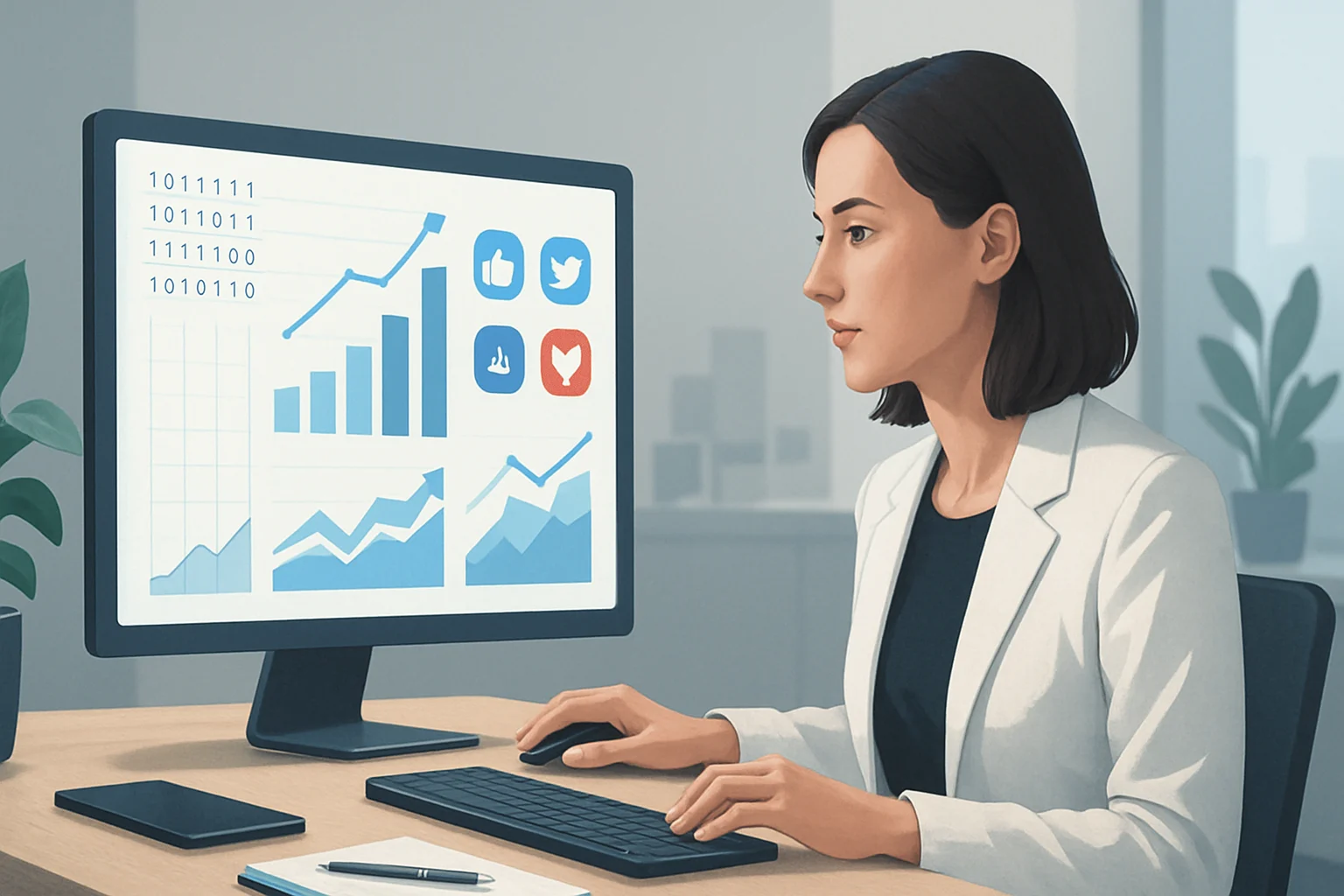 Colorful charts and graphs illustrating data trends for using analytics to refine social media strategies.