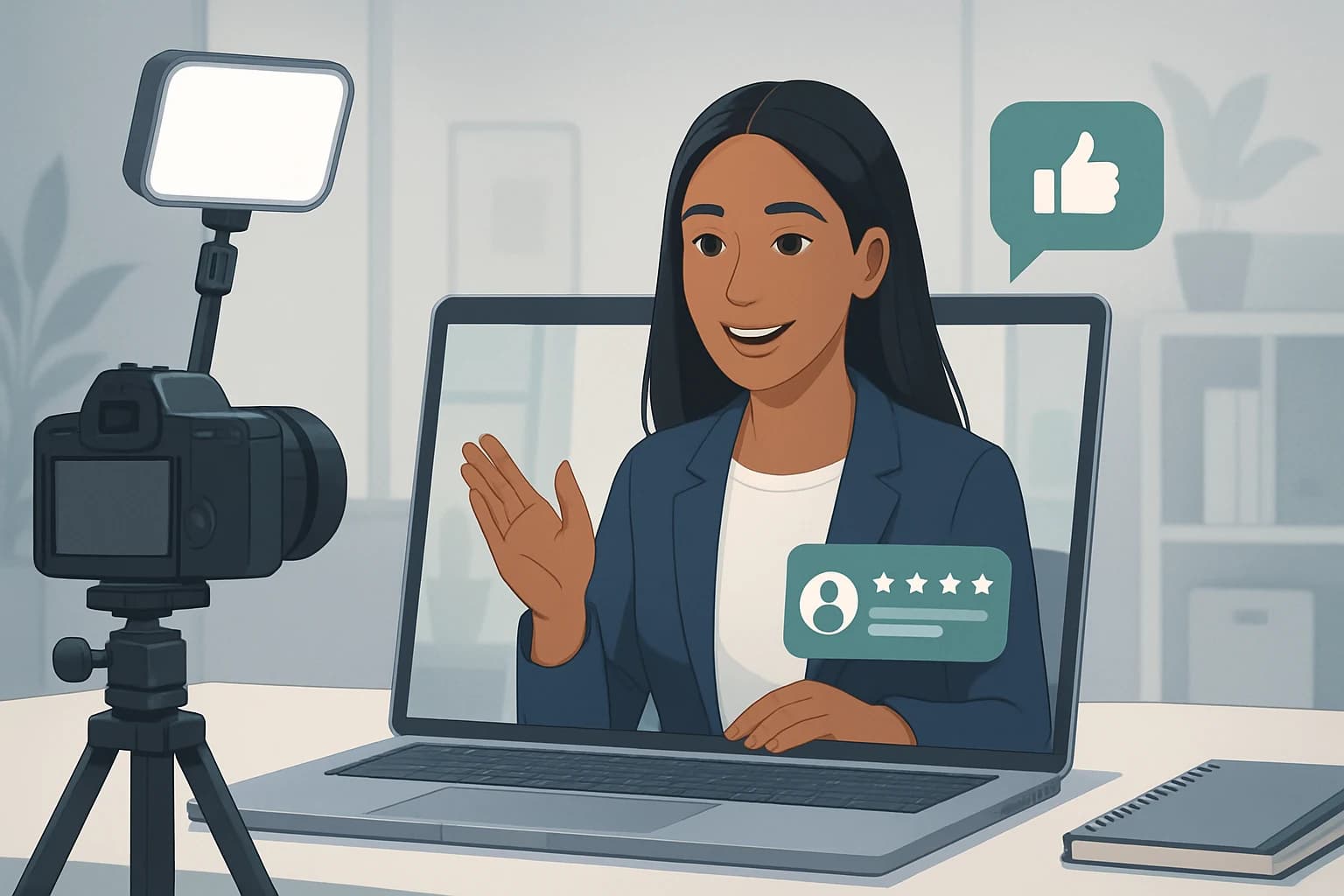 Engaged customers sharing positive experiences in video testimonials for brand promotion.