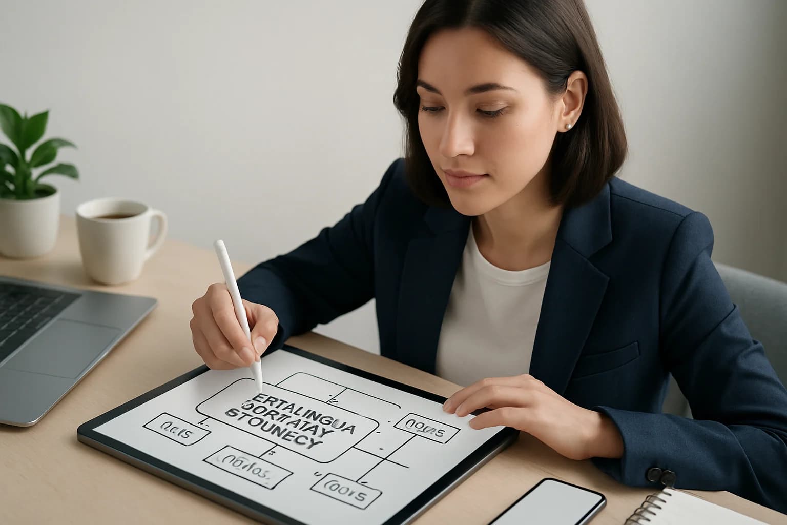 Colorful mind map outlining steps on how to create a social media content strategy.