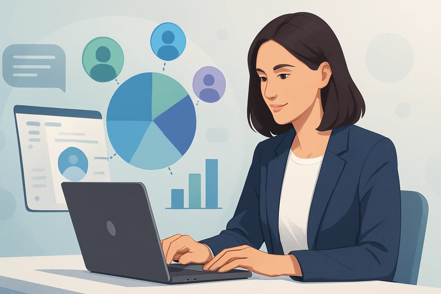 Colorful pie charts and graphs illustrating how to effectively segment your social media audience.