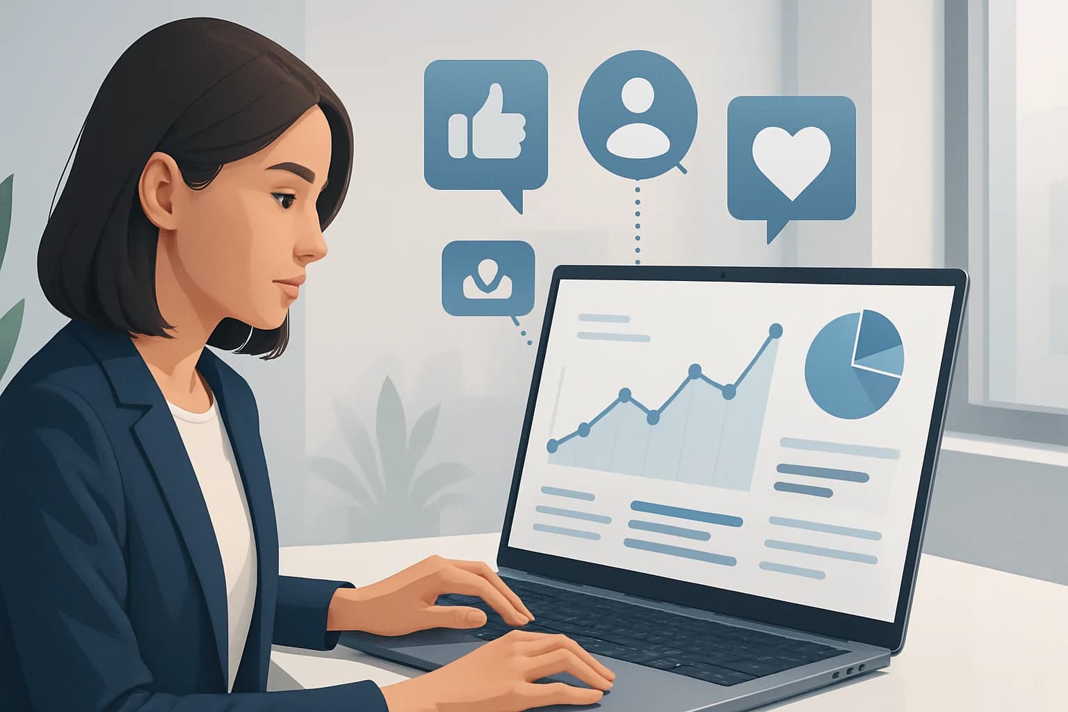 Colorful charts and graphs illustrating how to analyze audience behavior on social media.