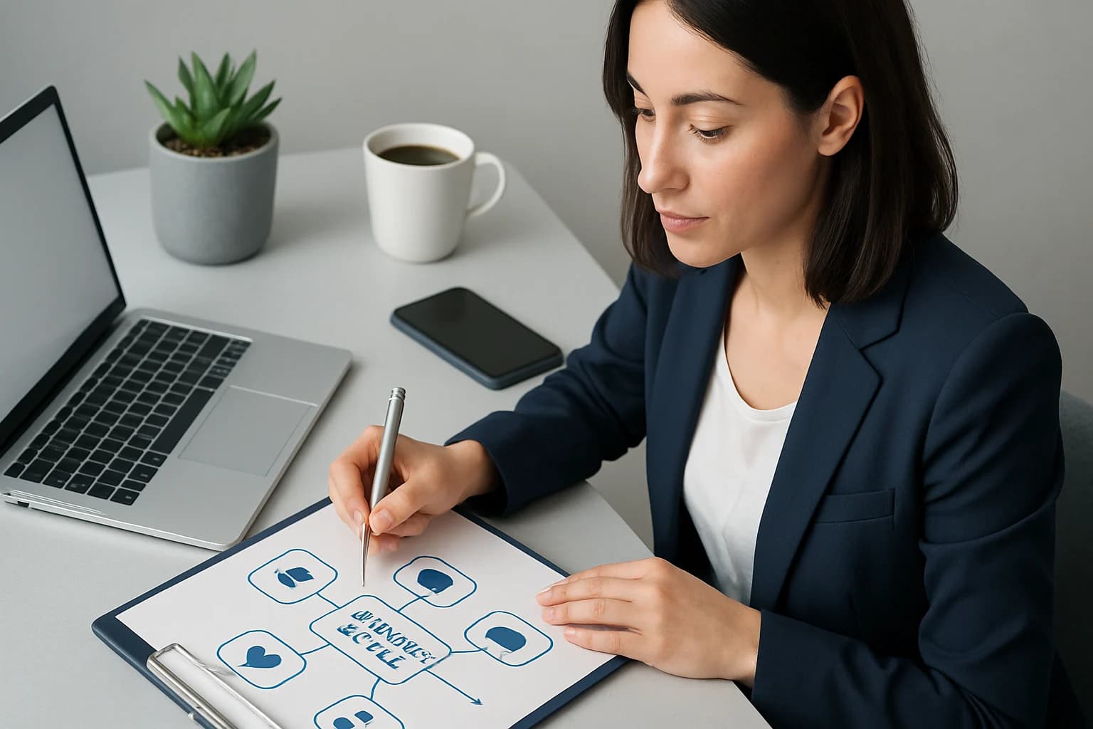 Colorful infographic outlining steps on how to create a social media engagement plan.