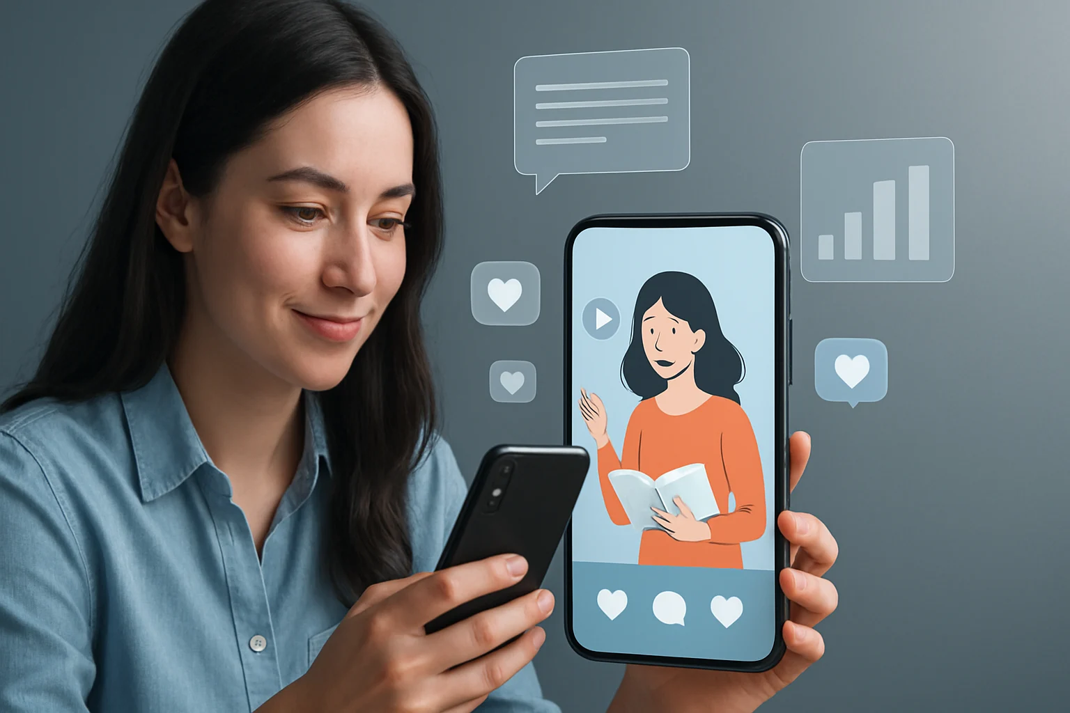 Colorful infographic illustrating engaging storytelling techniques for social media with dynamic visuals and icons.