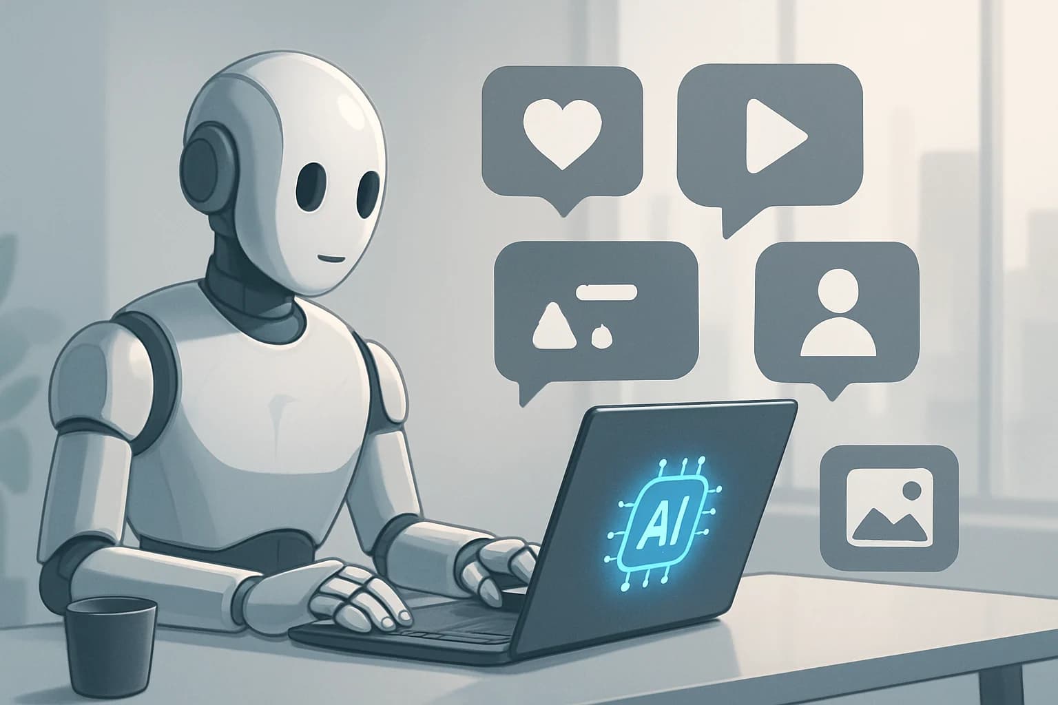 Colorful collage of various social media platforms showcasing the best AI tools for creating social media content.