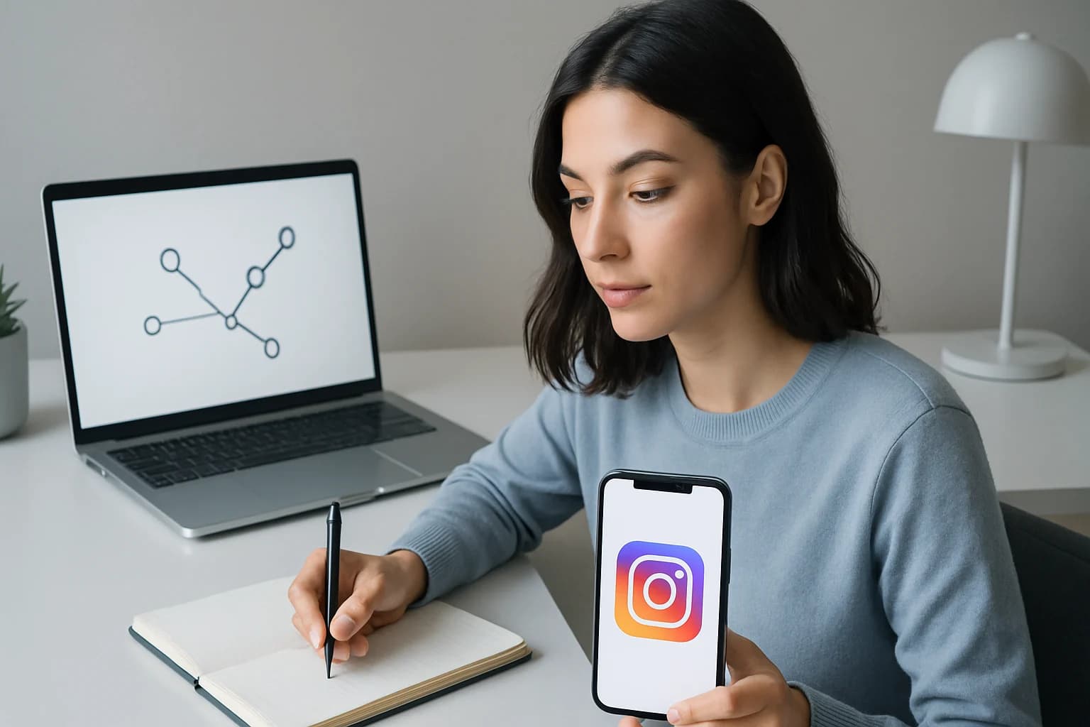 Colorful brainstorming session with sticky notes and sketches for creating viral content ideas for Instagram.