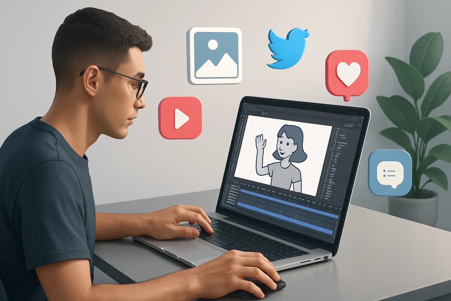 Colorful animations showcasing tips on how to create animated content for social media platforms.