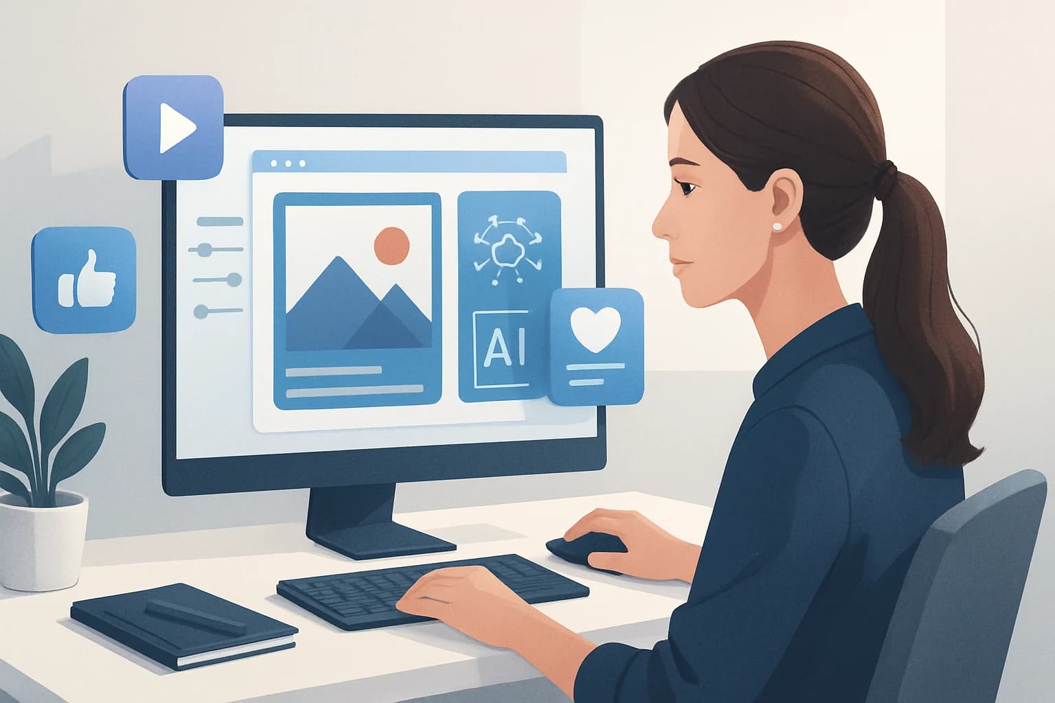 Colorful social media graphics designed with AI tools showcasing optimization techniques and strategies.