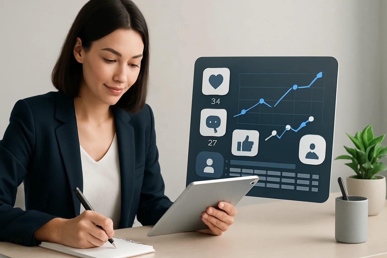 Colorful infographic outlining steps on how to create a social media engagement strategy.