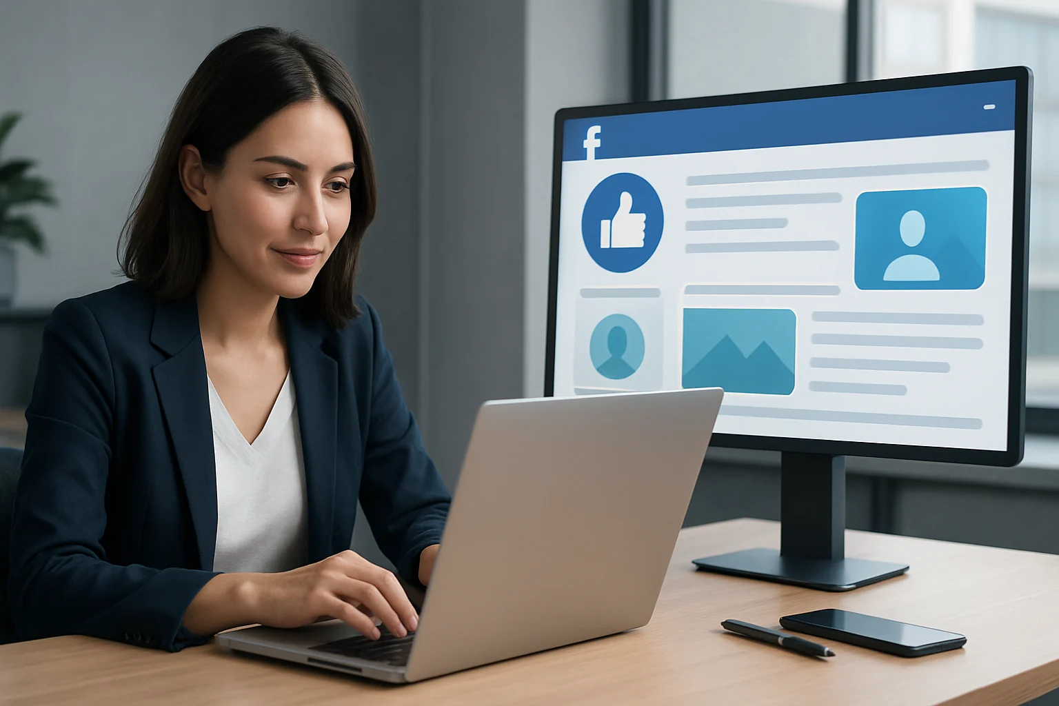 Colorful brainstorming session with sticky notes and laptops on strategies for creating engaging content for Facebook groups.