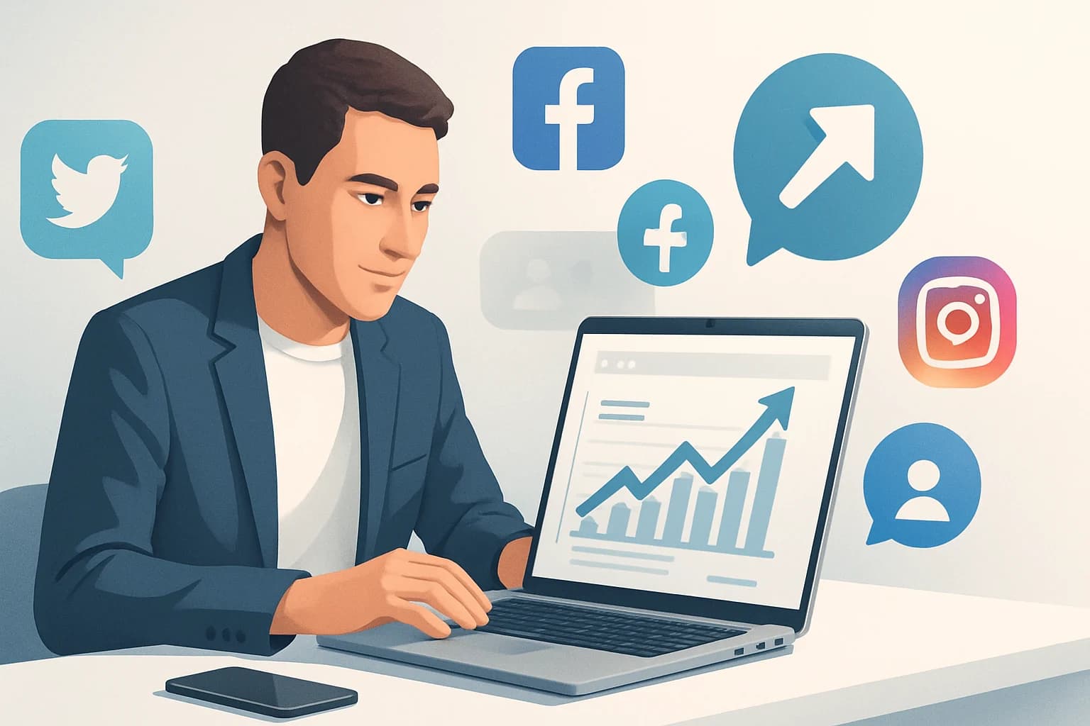 Colorful infographic illustrating strategies on how to drive traffic to your website via social media.