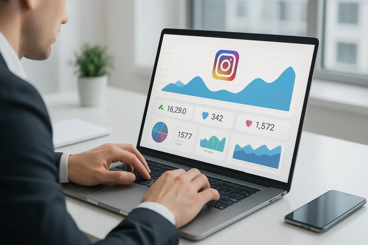 Colorful graphs and charts analyzing Instagram metrics for using analytics to boost engagement on Instagram.