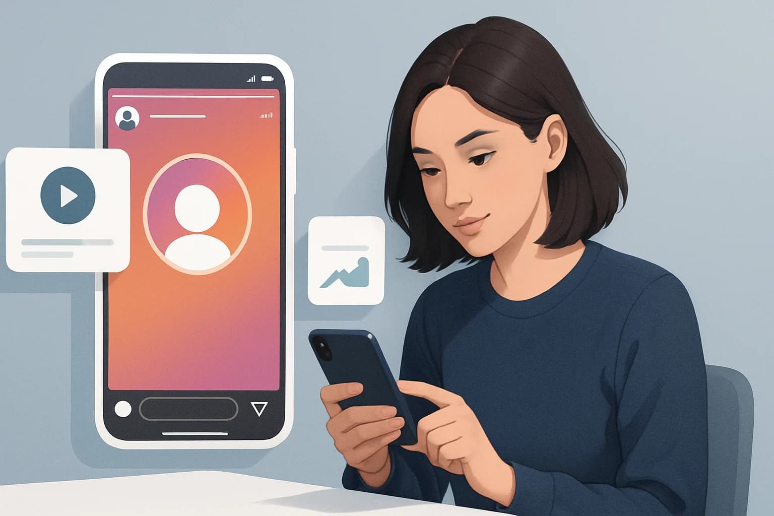 Colorful smartphone screen showcasing creative Instagram stories and engagement tips for users