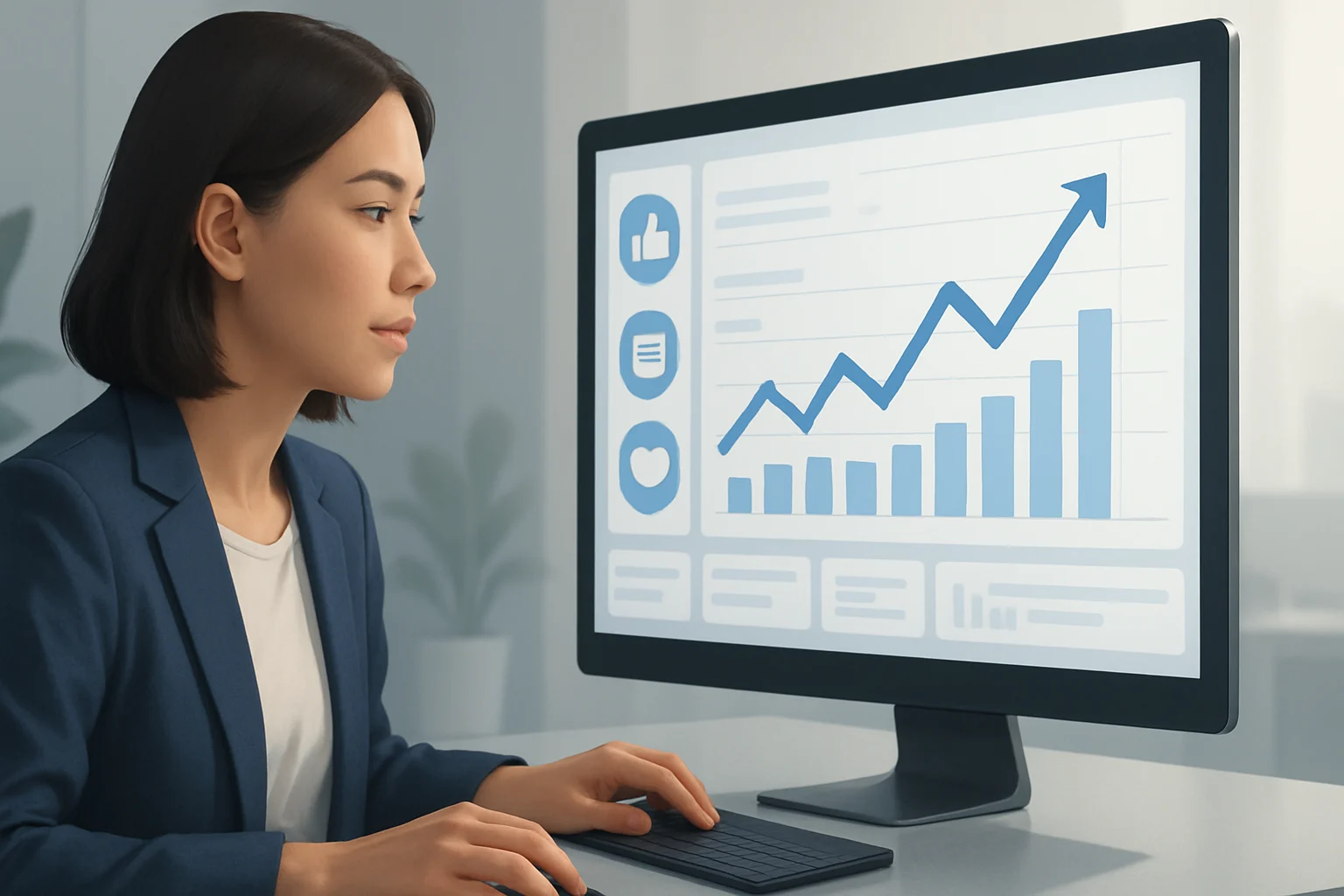 Colorful charts and graphs analyzing data trends from various social media platforms.