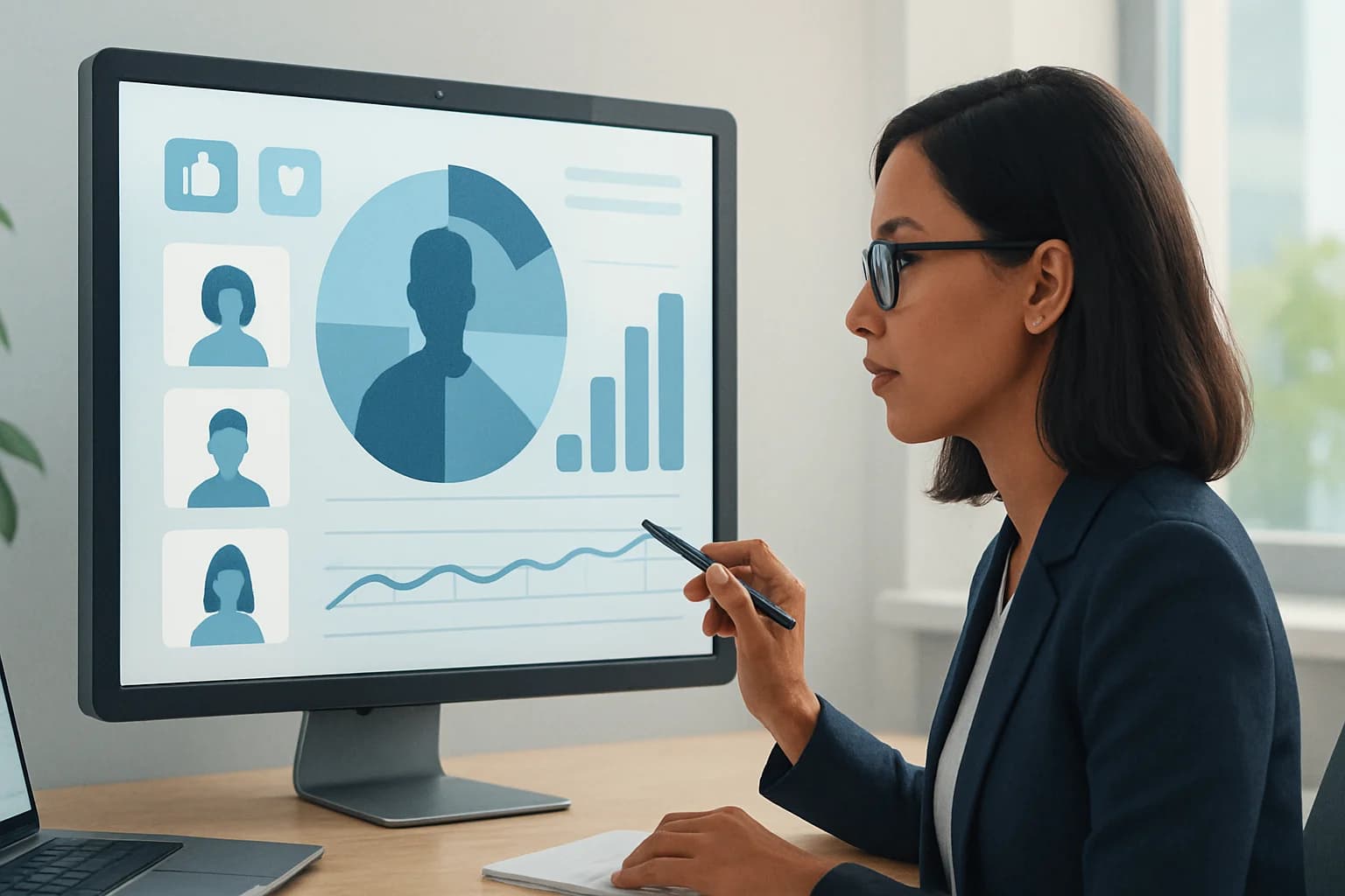 Colorful infographic illustrating how to analyze social media audience demographics with charts and data.