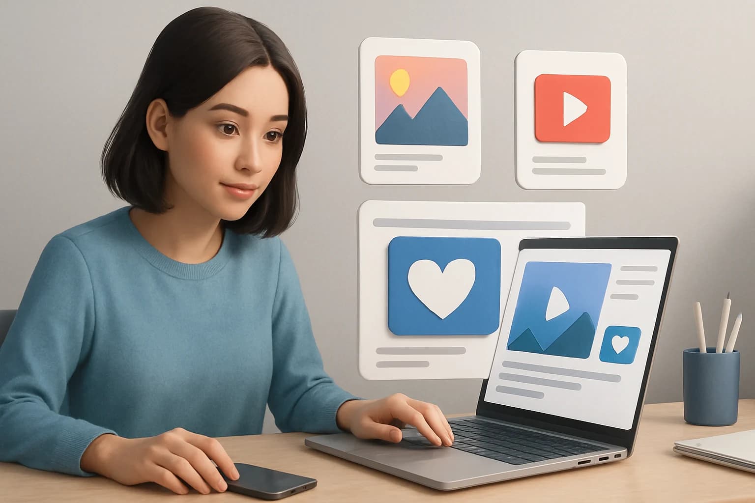 Colorful social media posts showcasing design tools and strategies for creating visually appealing content.