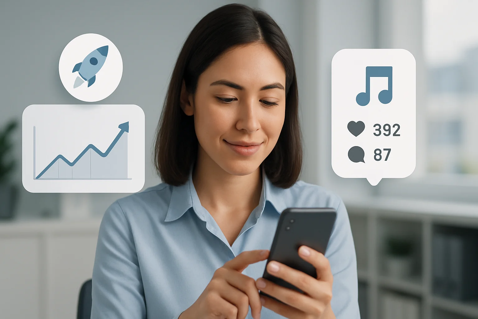 Colorful trend graphs and social media icons illustrating how to leverage trends for social media content.