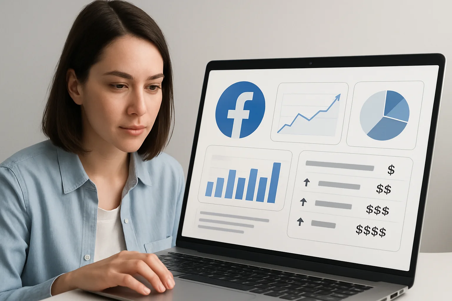 Colorful infographic outlining key steps on how to analyze Facebook ad performance metrics.