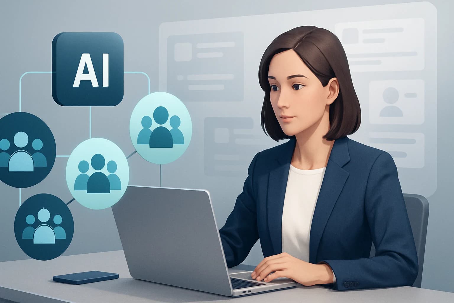 Colorful infographic illustrating how to use AI for audience segmentation in social media campaigns.