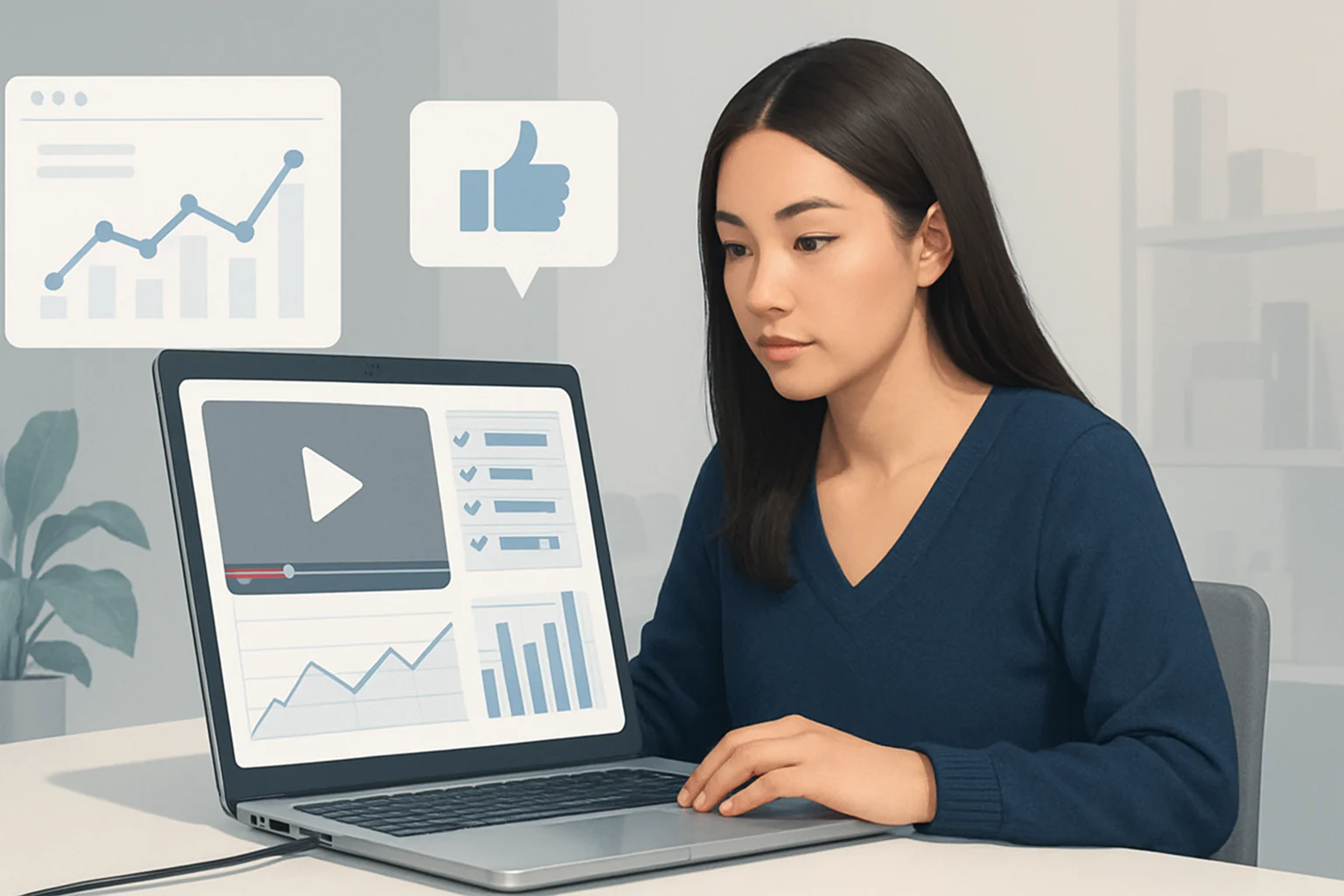 Colorful infographic illustrating how to effectively use video analytics for social media engagement.