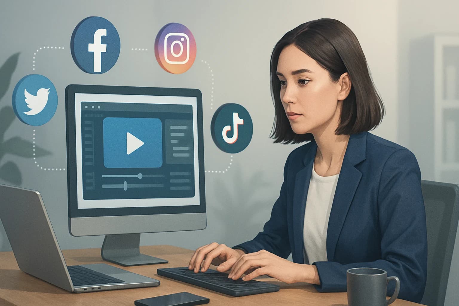 Colorful infographic illustrating strategies on how to optimize video content for social media platforms.