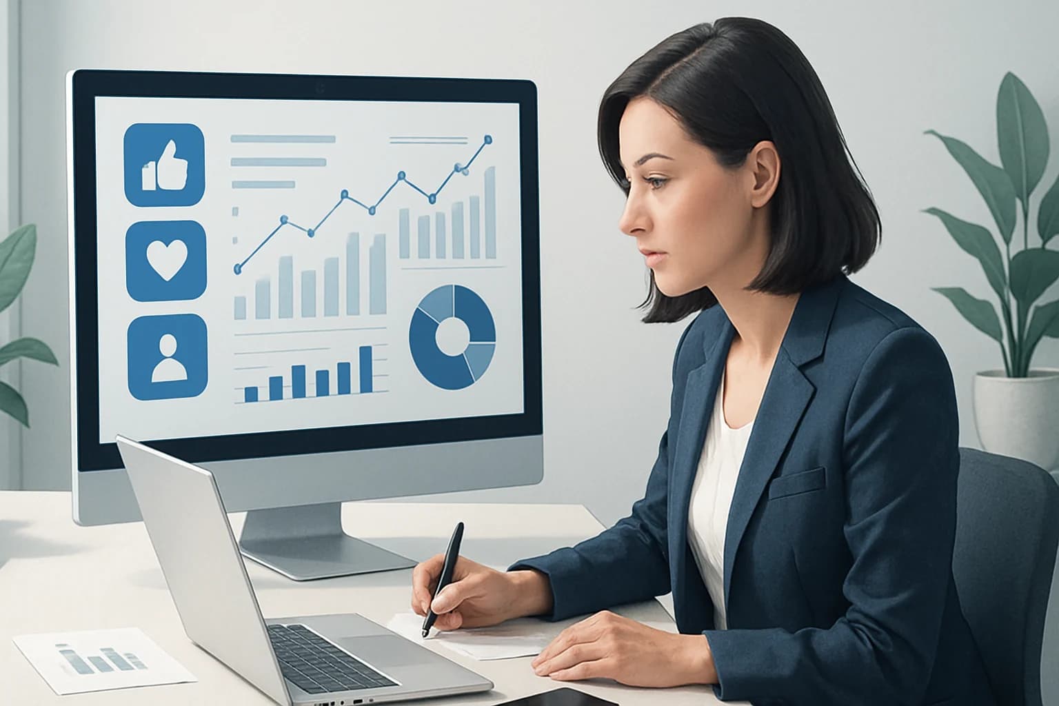 Colorful analytics dashboard showcasing metrics for how to use social media analytics for marketing strategy.