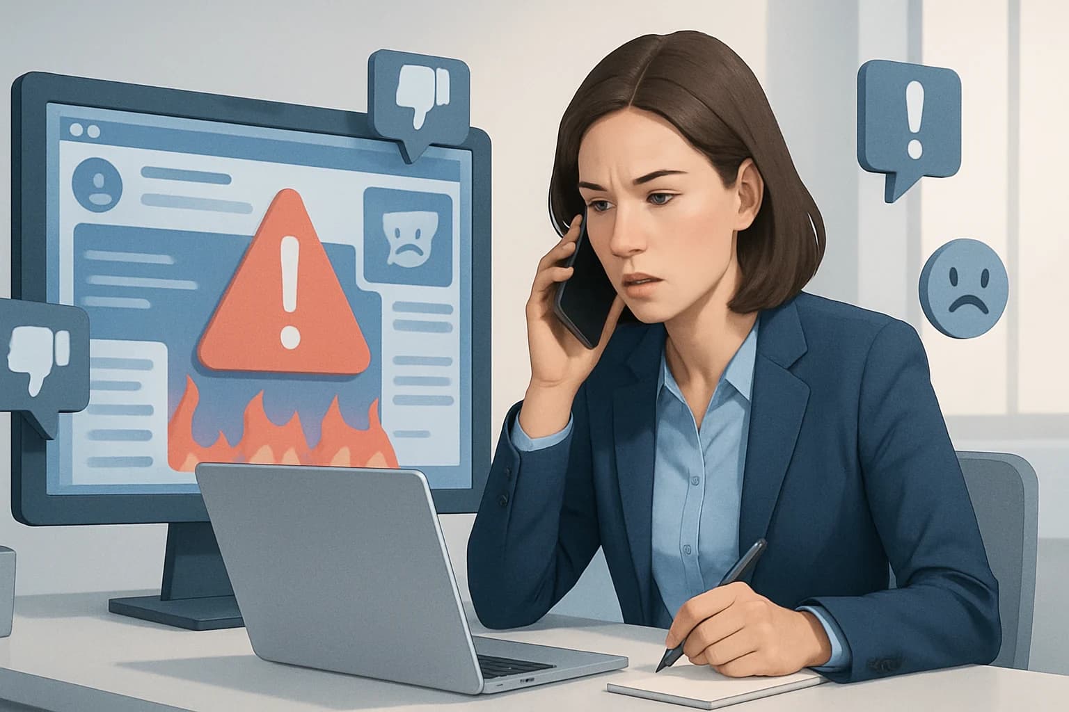 Team discussing strategies for best practices for social media crisis management during a meeting.