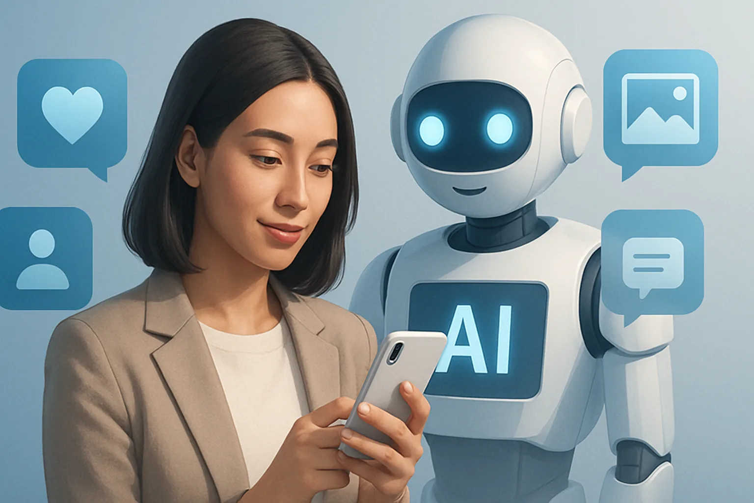 Colorful smartphone screens showcasing personalized social media feeds using AI for personalized social media experiences.