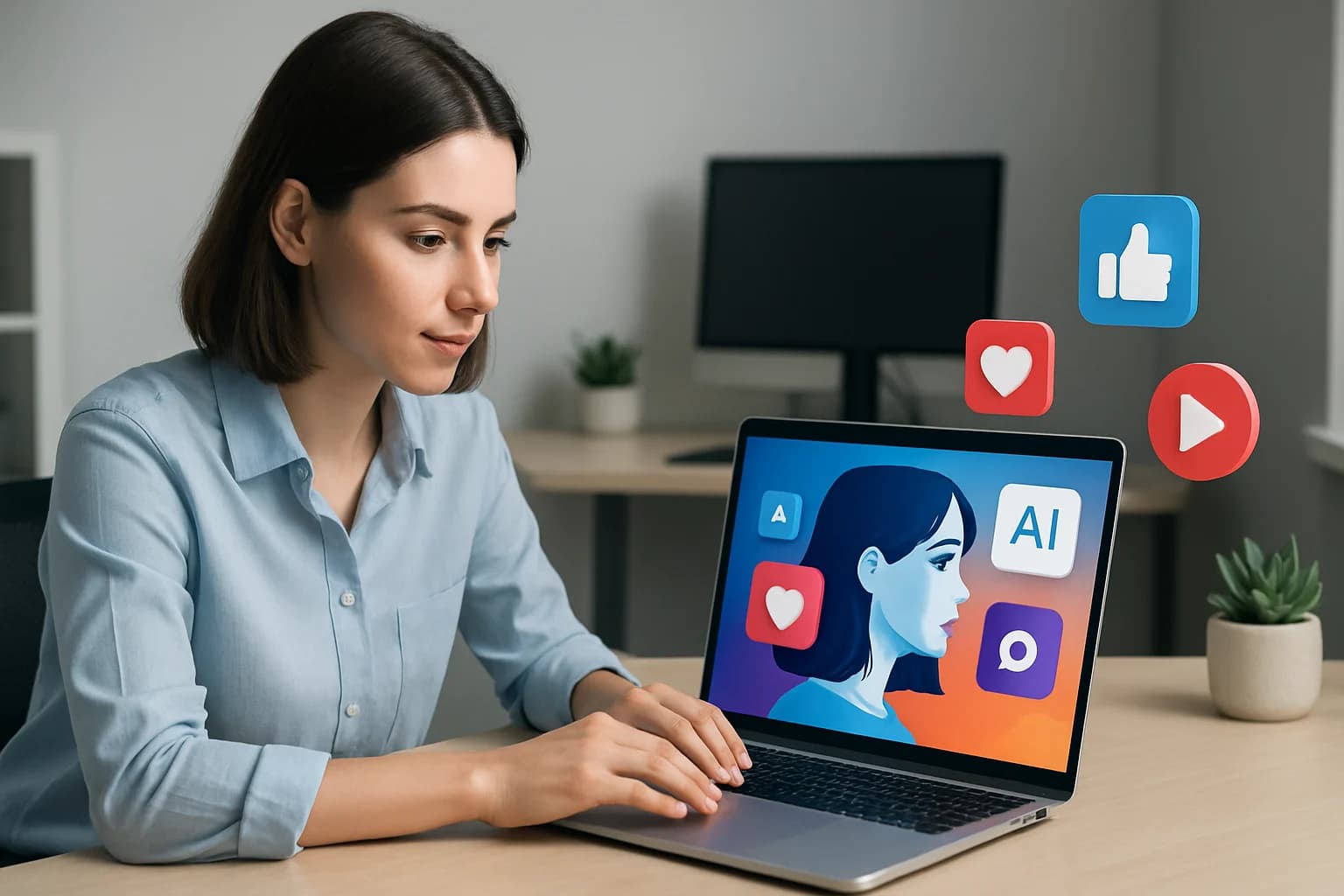 Colorful graphics and AI tools showcasing techniques for creating compelling visuals for social media with AI.