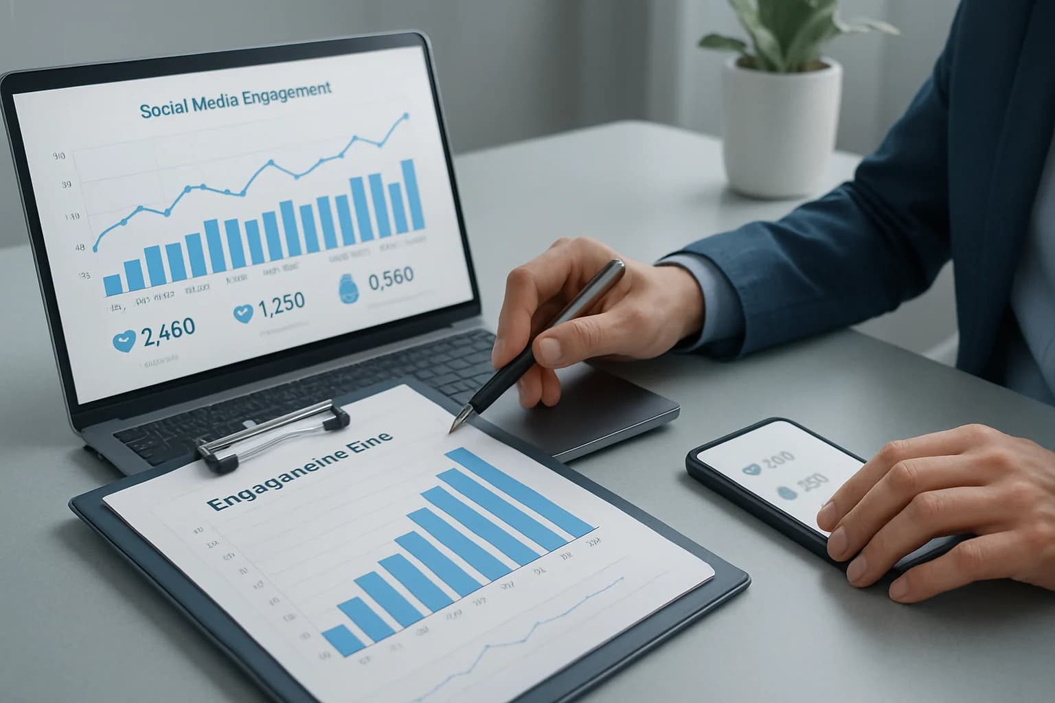 Colorful infographic outlining key metrics for how to measure social media engagement rates.